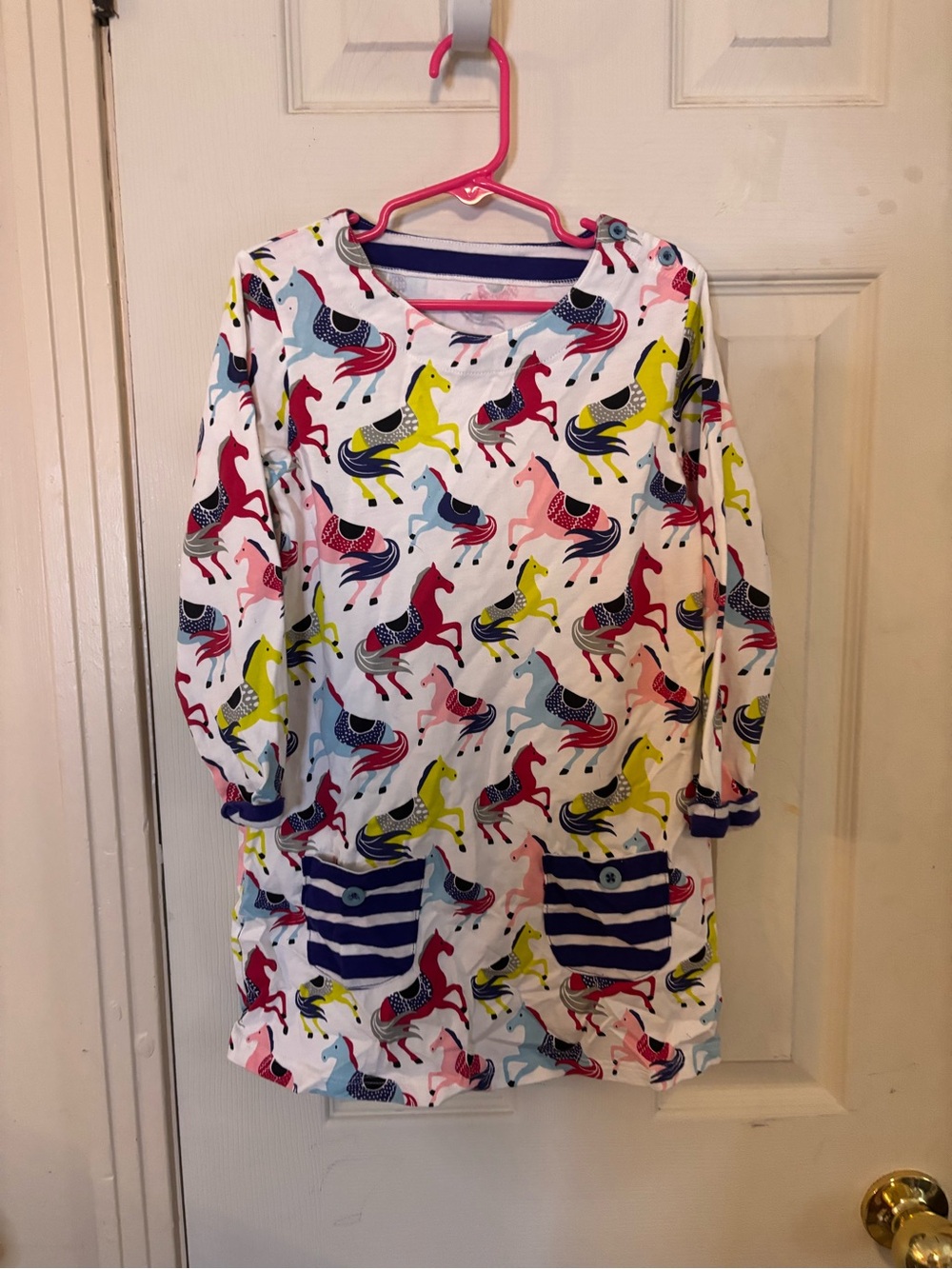 Girls' Unicorn Print Long-Sleeve Tunic - White Multicolor